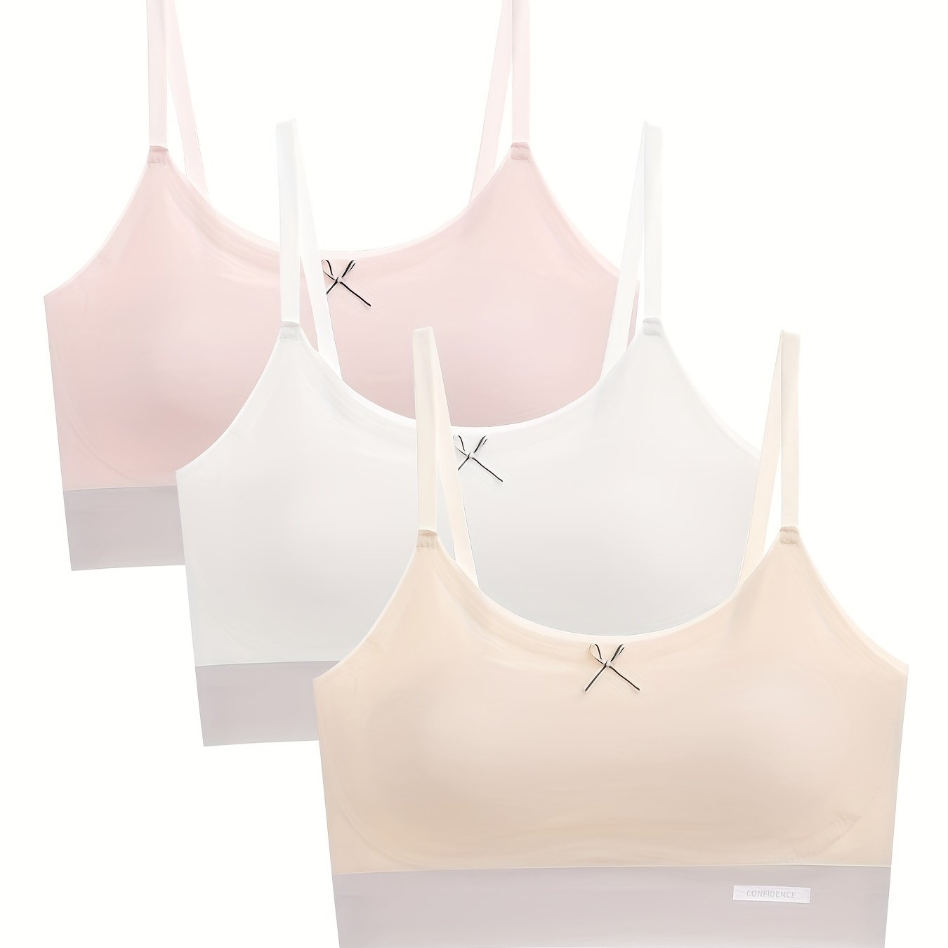 Seamless Girl Underwear Set: Fixed Cup, Matching Small Strap