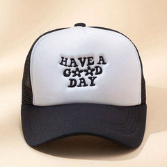 Trucker Hat Embroidery Mesh Baseball Cap Unisex Block Dad Hat