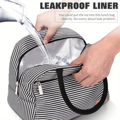 BALORAY Insulated Lunch Bag Leopard Print Striped Pearl Aluminum Foil