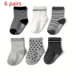 Kids Non-Slip Sports Socks, 6 Pairs, Boys & Girls