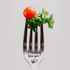 2pcs i Forking Love You 8in Dinner Forks Stainless Steel Cutlery Set