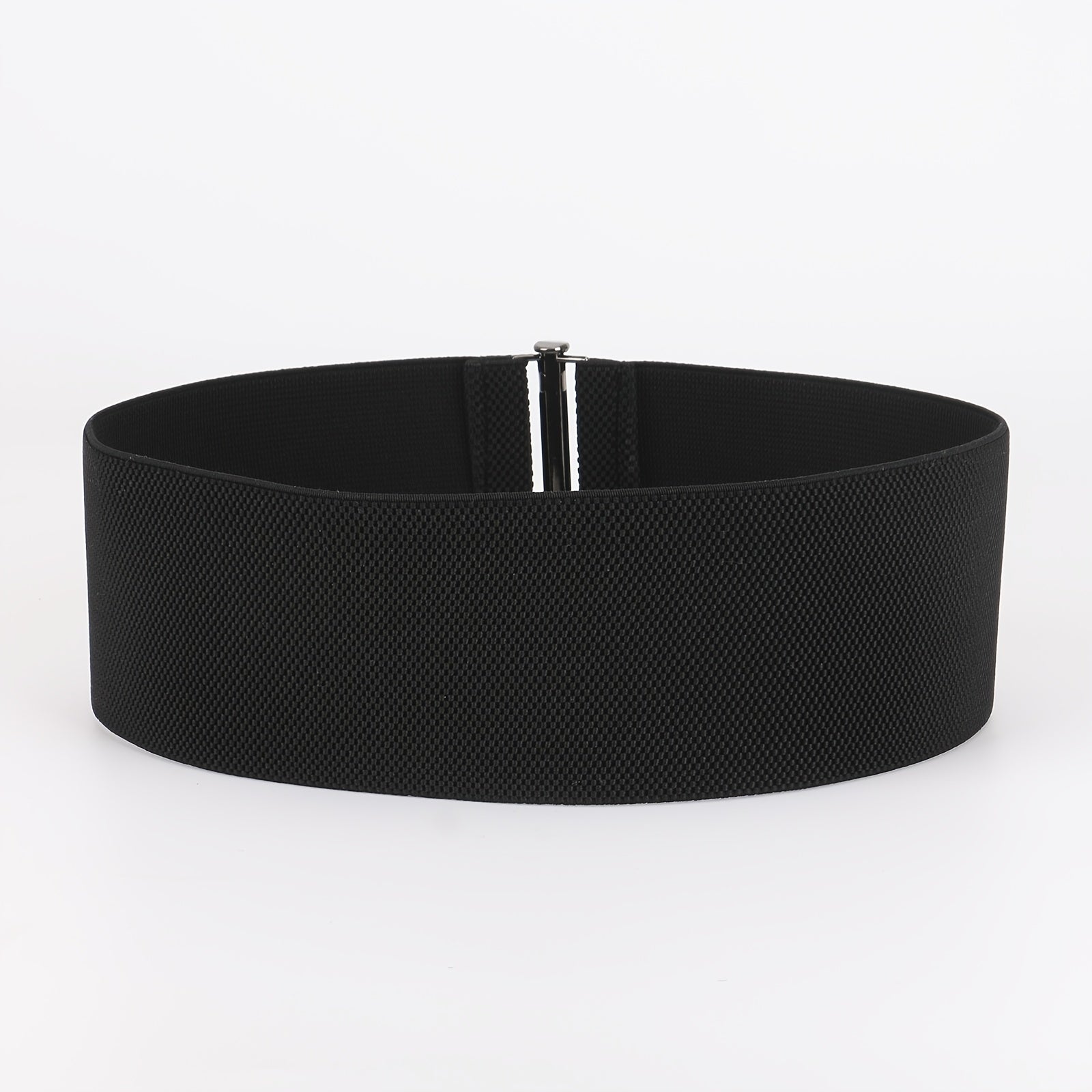 Women Elastic Waist Belt Metal Buckle Solid Wide Corset Belt