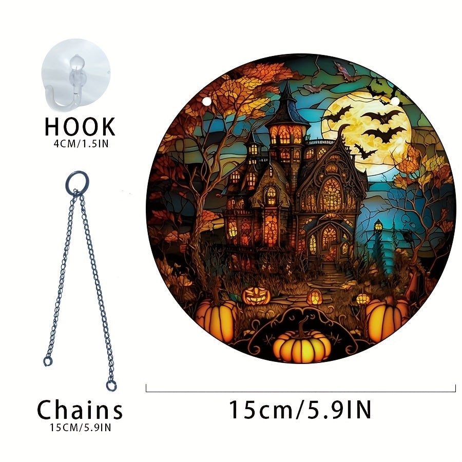 Halloween Acrylic Window Decoration - Moon Castle Bat Pumpkin