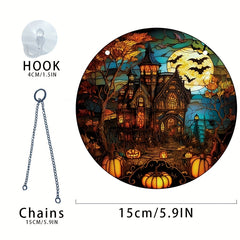 Halloween Acrylic Window Decoration - Moon Castle Bat Pumpkin