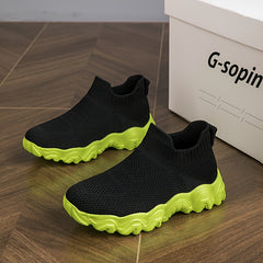 Boy's Slip On Sock Shoes Woven Knit Sneakers Running Shoes