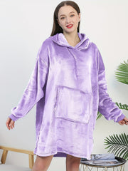 Plush Hooded Night Robe Long Sleeve Lounge Robe Women's Sleepwear