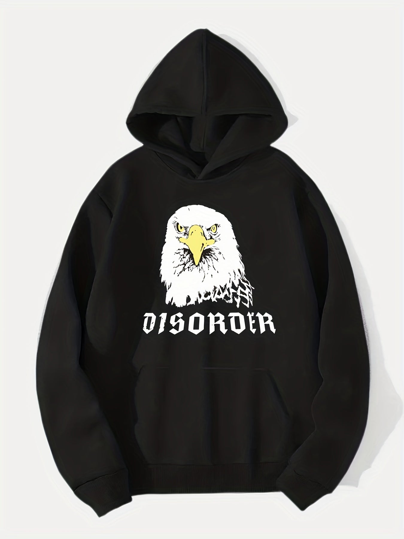Comic Eagle Print Hoodie Men's Casual Pullover Hooded Sweatshirt