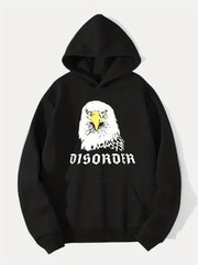 Comic Eagle Print Hoodie Men's Casual Pullover Hooded Sweatshirt