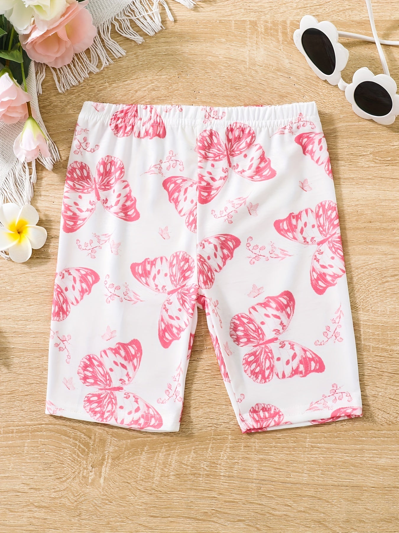 Toddler Girls Butterfly Graphic Elastic Waist Bike Shorts