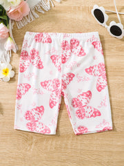 Toddler Girls Butterfly Graphic Elastic Waist Bike Shorts