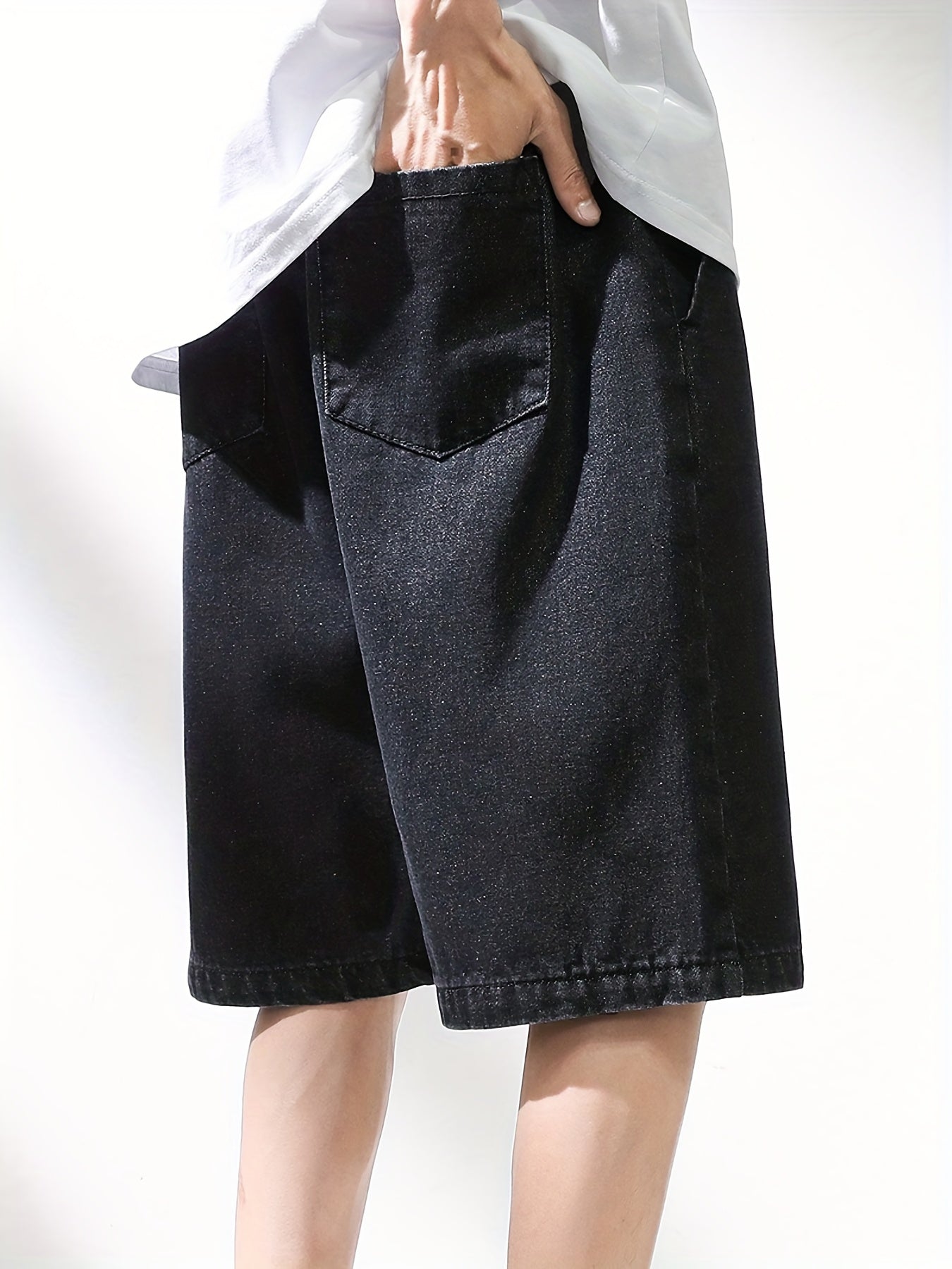 Men's Casual Loose Fit Denim Shorts with Drawstring Waist