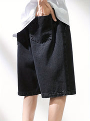 Men's Casual Loose Fit Denim Shorts with Drawstring Waist