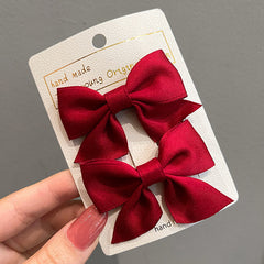 2pcs Girls Fabric Bow Hair Clips Set