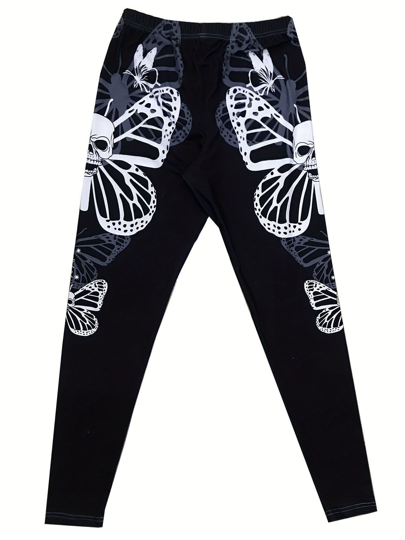 Butterfly Print Skinny Leggings Stretchy Casual Leggings Women's Clothing
