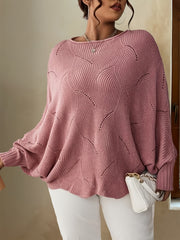 Eyelet Embroidered Bat Sleeve Sweater