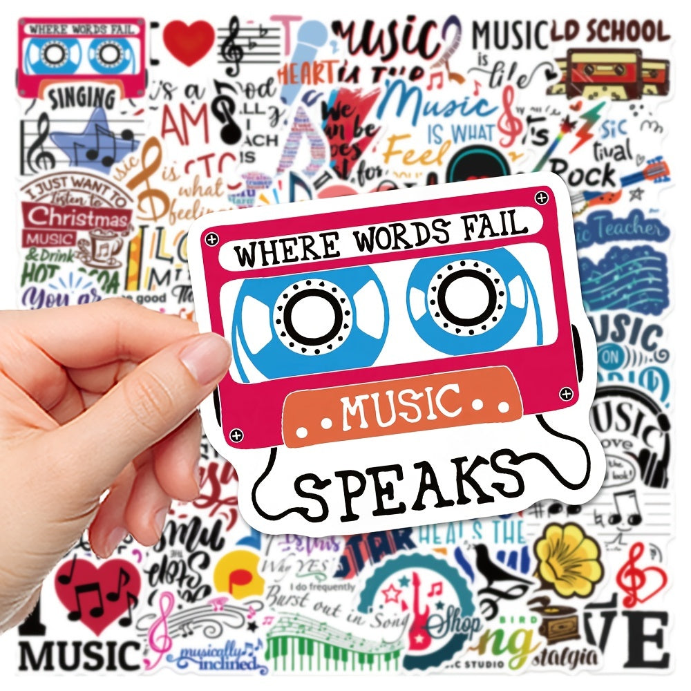 50 Inspirational Music Stickers for Suitcases Notebooks Waterproof