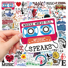 50 Inspirational Music Stickers for Suitcases Notebooks Waterproof