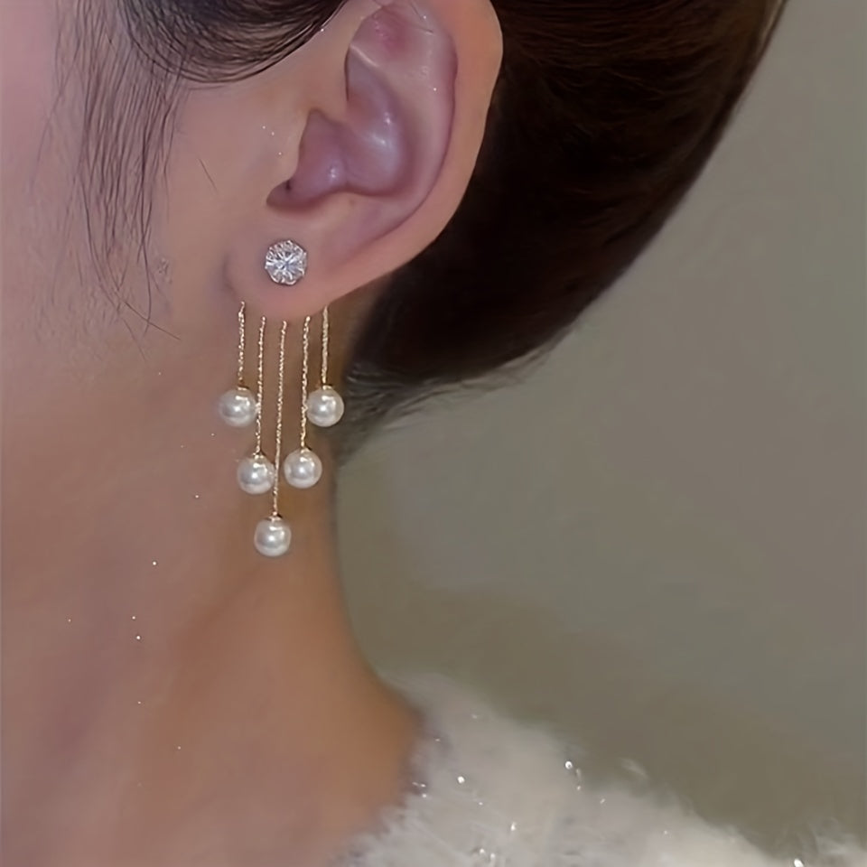 Women Tassel Pearl Earrings Classic Jewelry For Girls