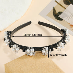 Faux Pearl Hair Band Weave Bangs Clips Bridal Crown Ti