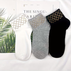 5 Pairs Argyle Rhinestone Crew Socks for Women