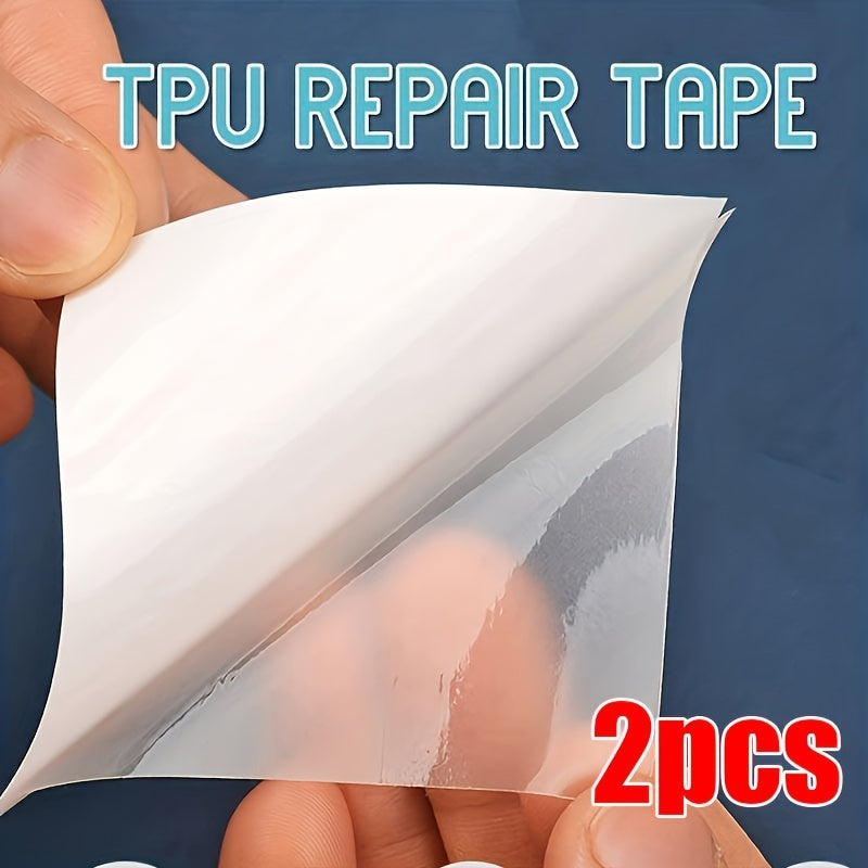 2pcs Waterproof Transparent Cloth Patches Self Adhesive Repair Tape