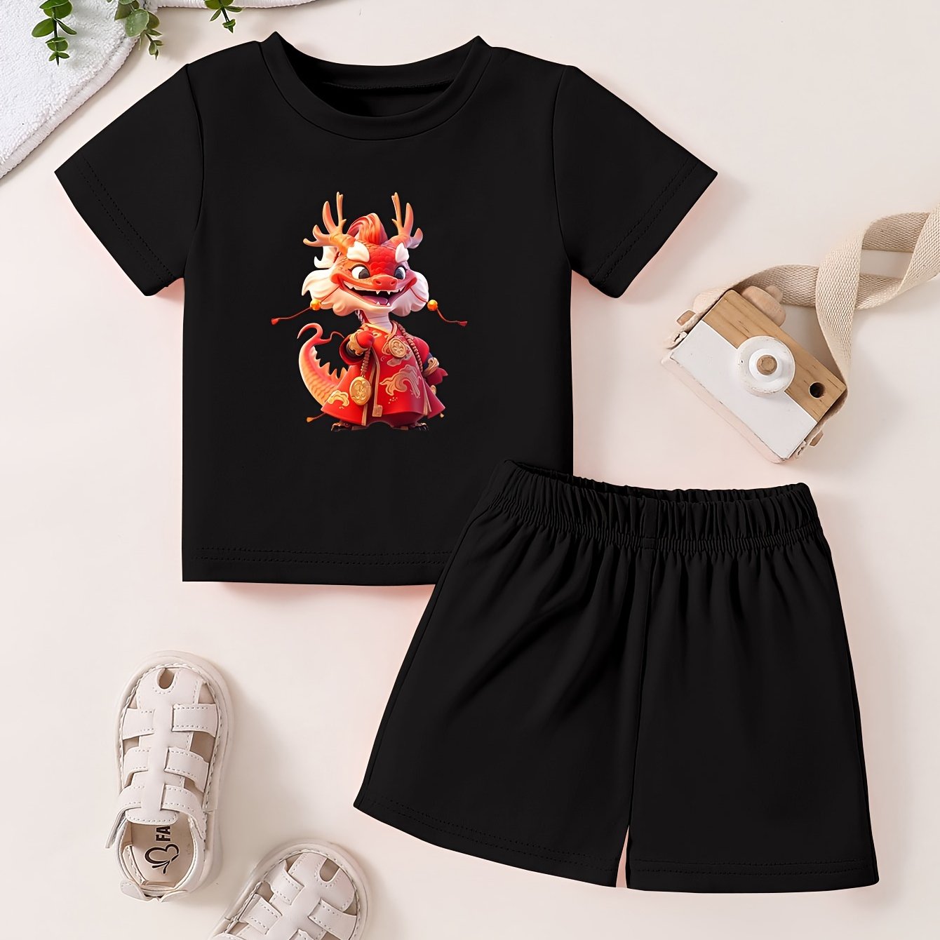 Toddler Cartoon Pattern T-shirt and Shorts Set