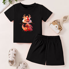 Toddler Cartoon Pattern T-shirt and Shorts Set