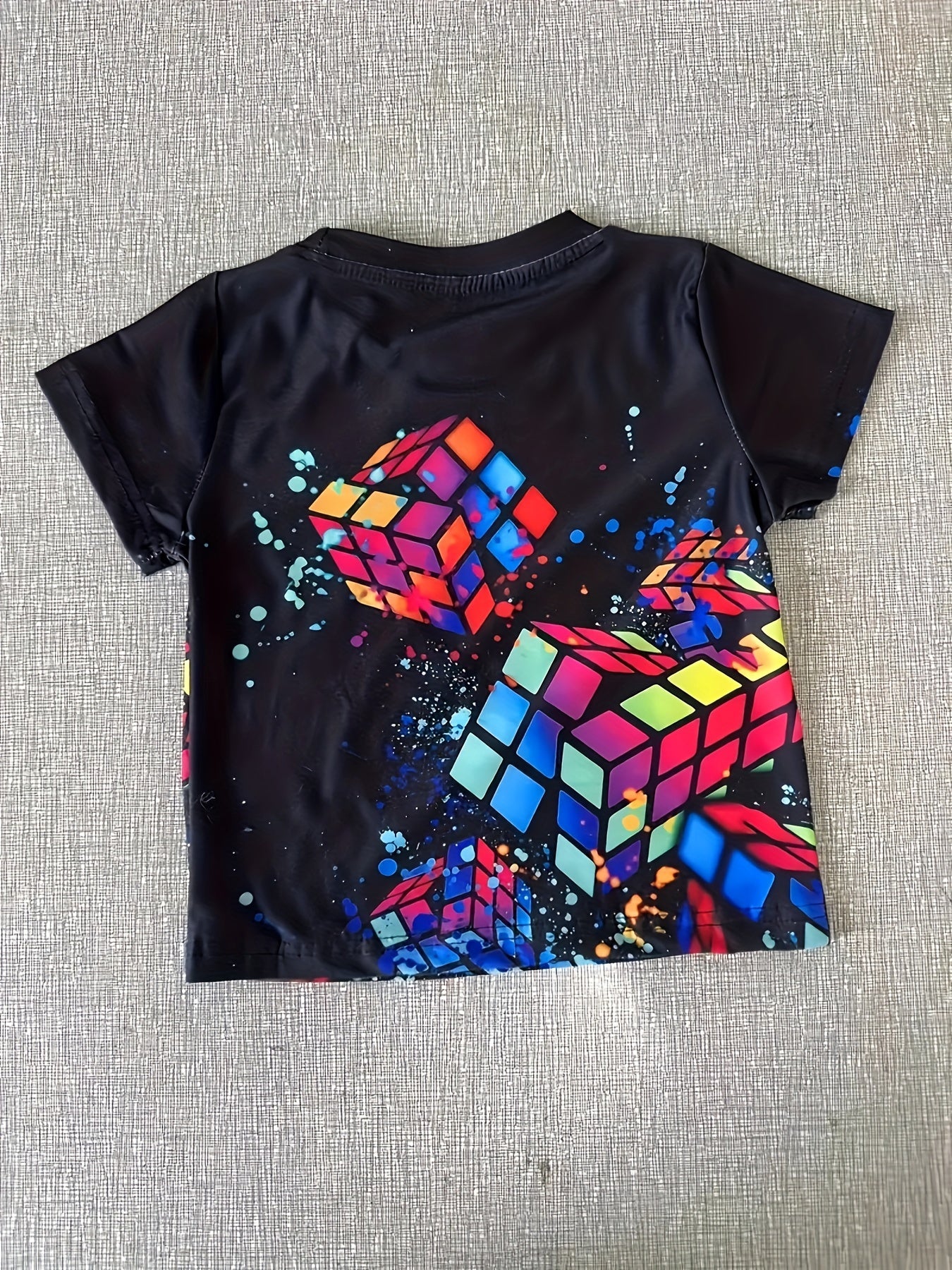 Kids Magic Cubic 3D Print T shirt Boys Hip Hop Street Sports Casual Tops