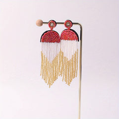 Vintage Boho Block Beads Tassel Earrings for Men Women Kids