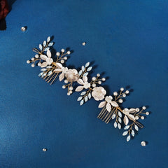 Bridal Faux Pearl Headband Double Comb Hair Accessory