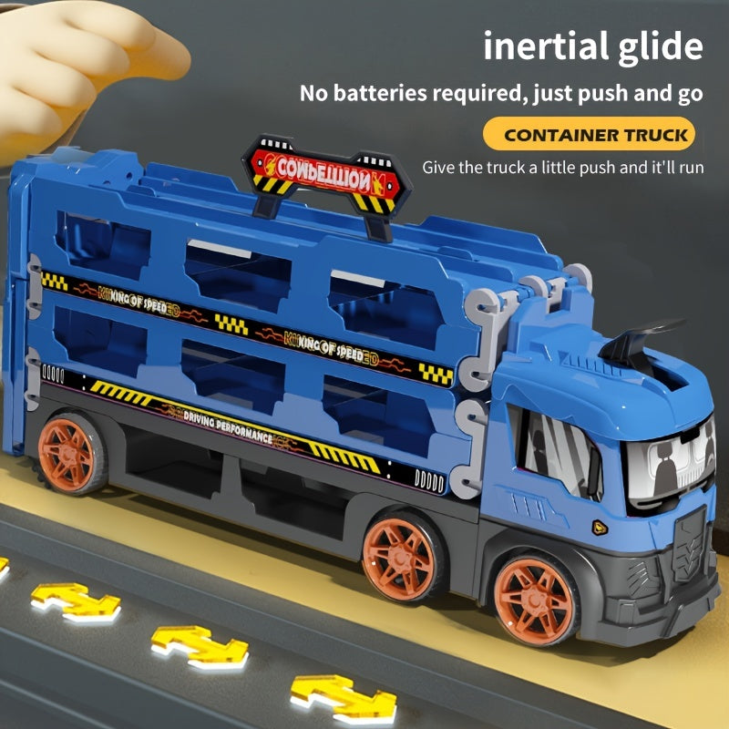 Deformation Ejection Track Car Alloy Storage Cargo Truck Toy for Kids