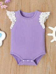 Baby Girl Ruffle Trim Flutter Sleeve Onesie Romper