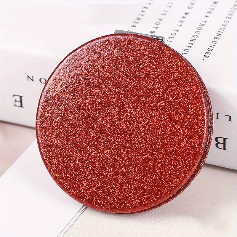 Glitter Compact Pocket Mirror for Purse, 2-Sided Beauty Mirror