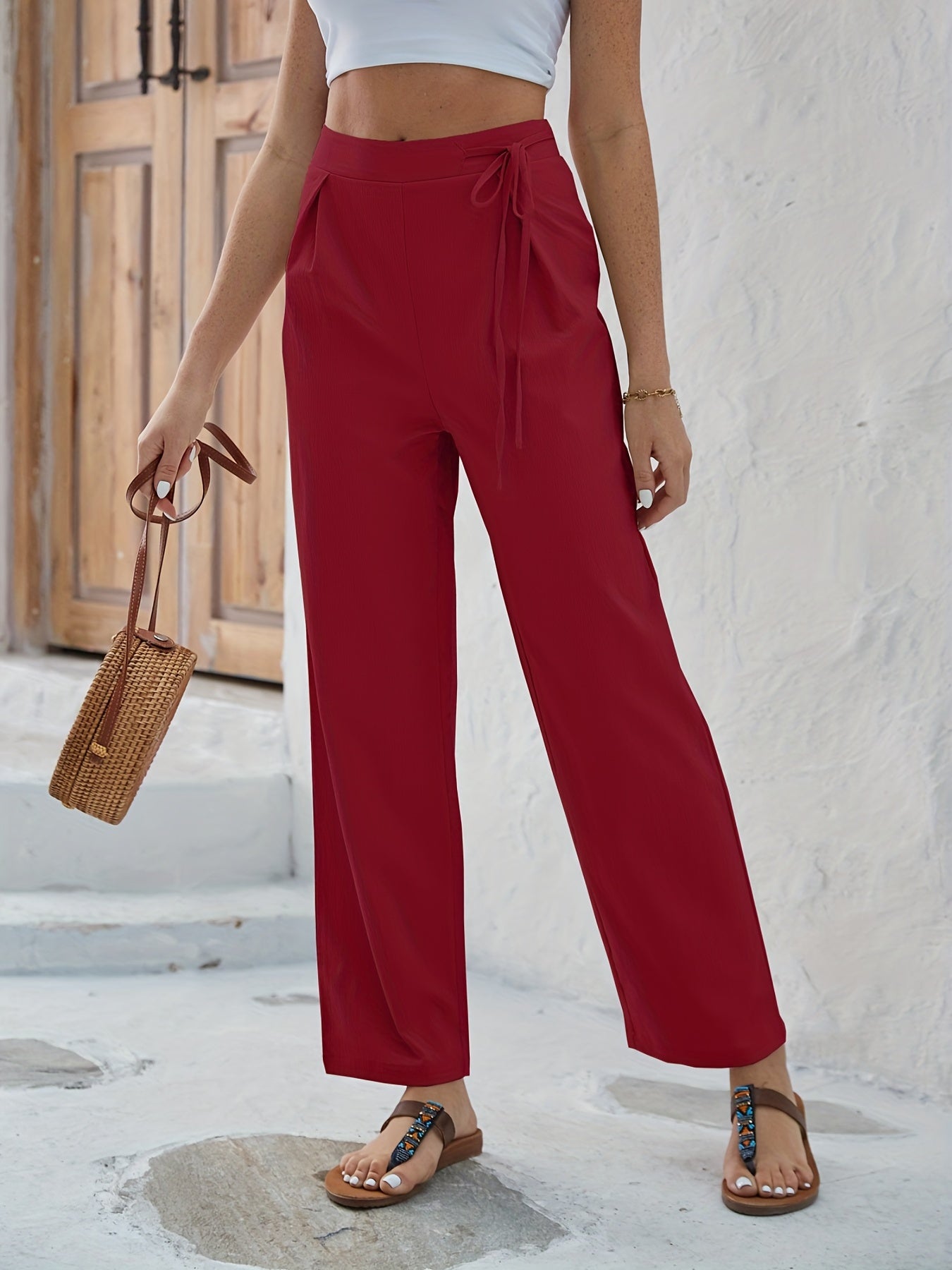 Minimalist Wide Leg High Waist Pants for Women