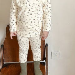 Girl's Pear Print Pajama Set 2pcs Long Sleeve Top & Pants
