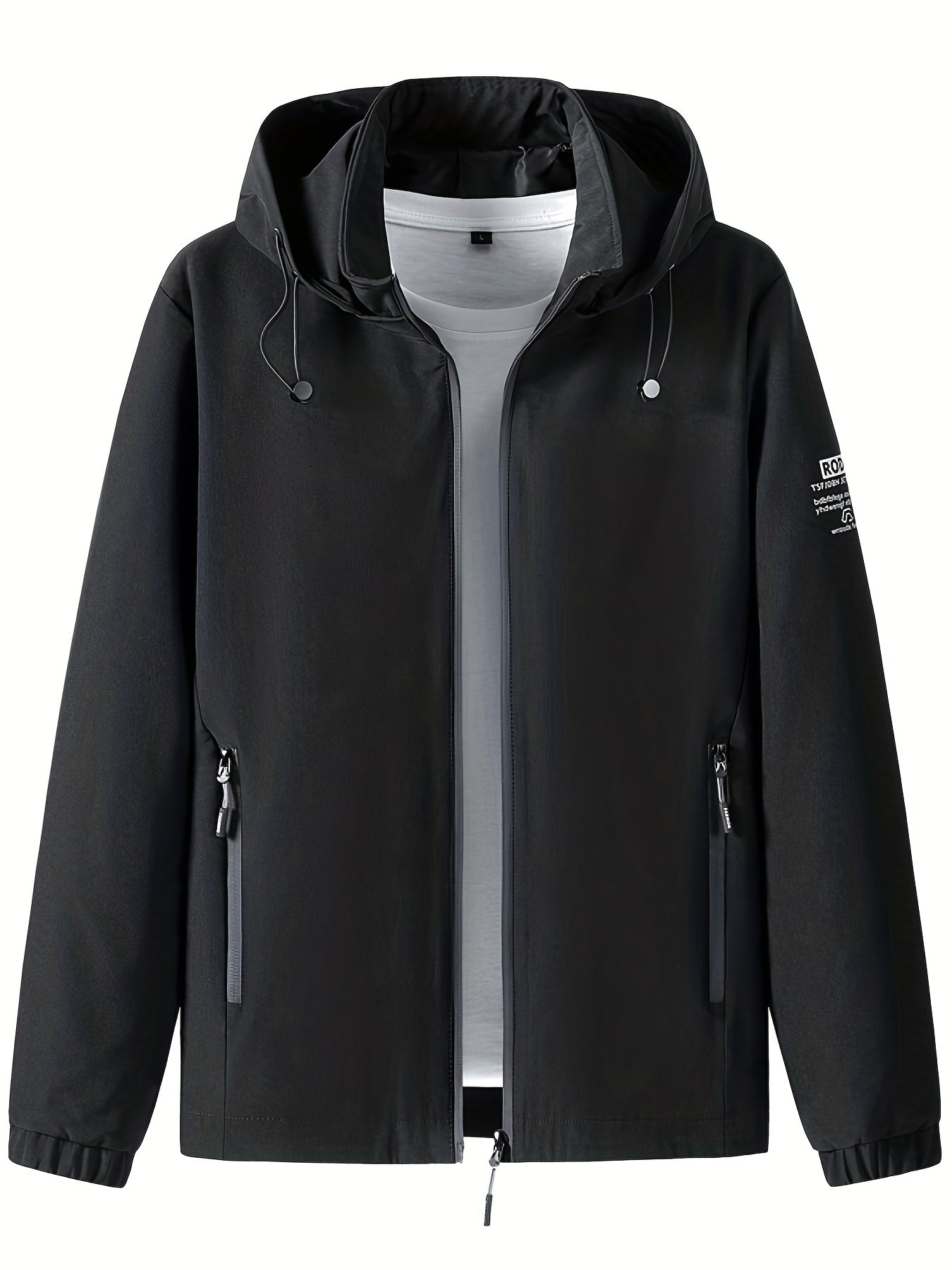 Hooded Windbreaker Jacket Men's Zip Up Coat for Outdoor Activities