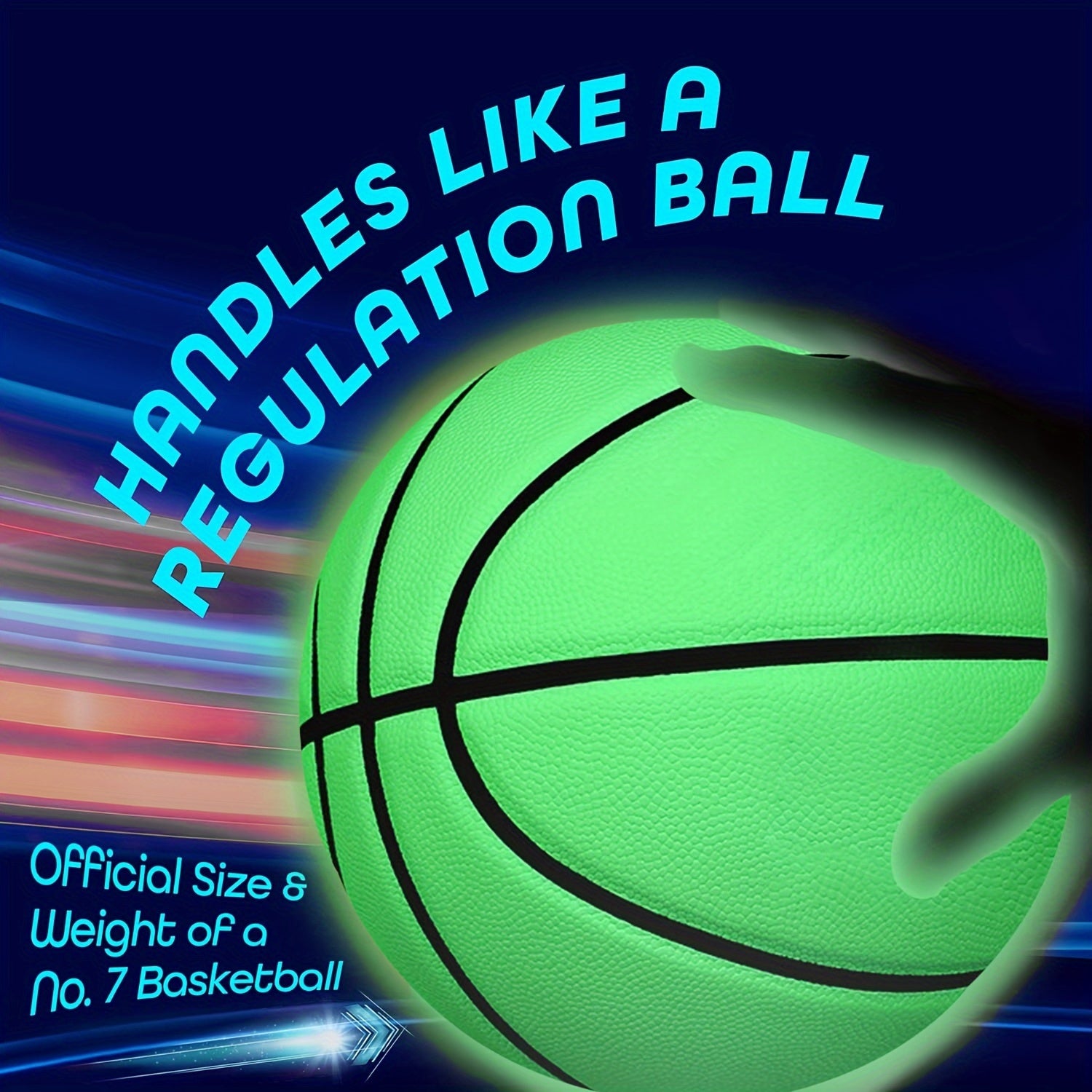 1pc No 7 Luminous Basketball PU Wear-resistant for Outdoor Training
