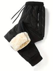 Men's Warm Fleece Stretch Joggers with Zipper Pockets