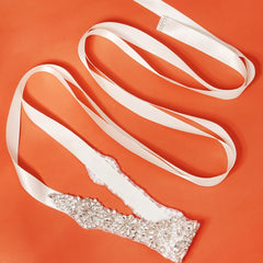 Crystal Rhinestone Bridal Belt with Organza Ribbon