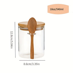 3 Pack 18oz Round Glass Jar High Borosilicate Glass Sealed Jar With Spoon