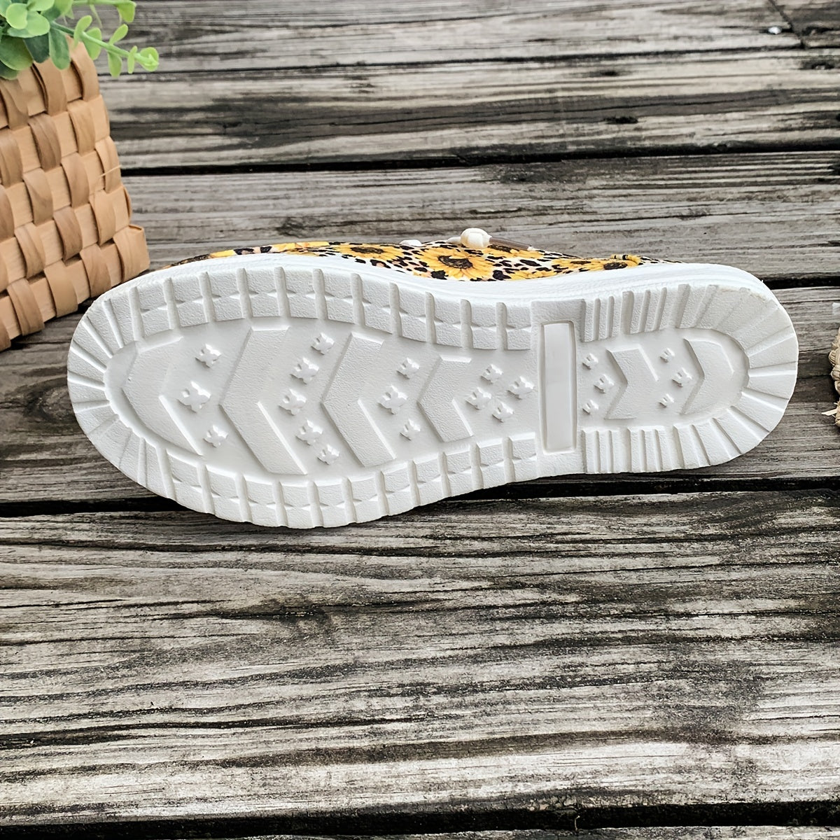 Sunflower & Leopard Print Slip On Canvas Sneakers