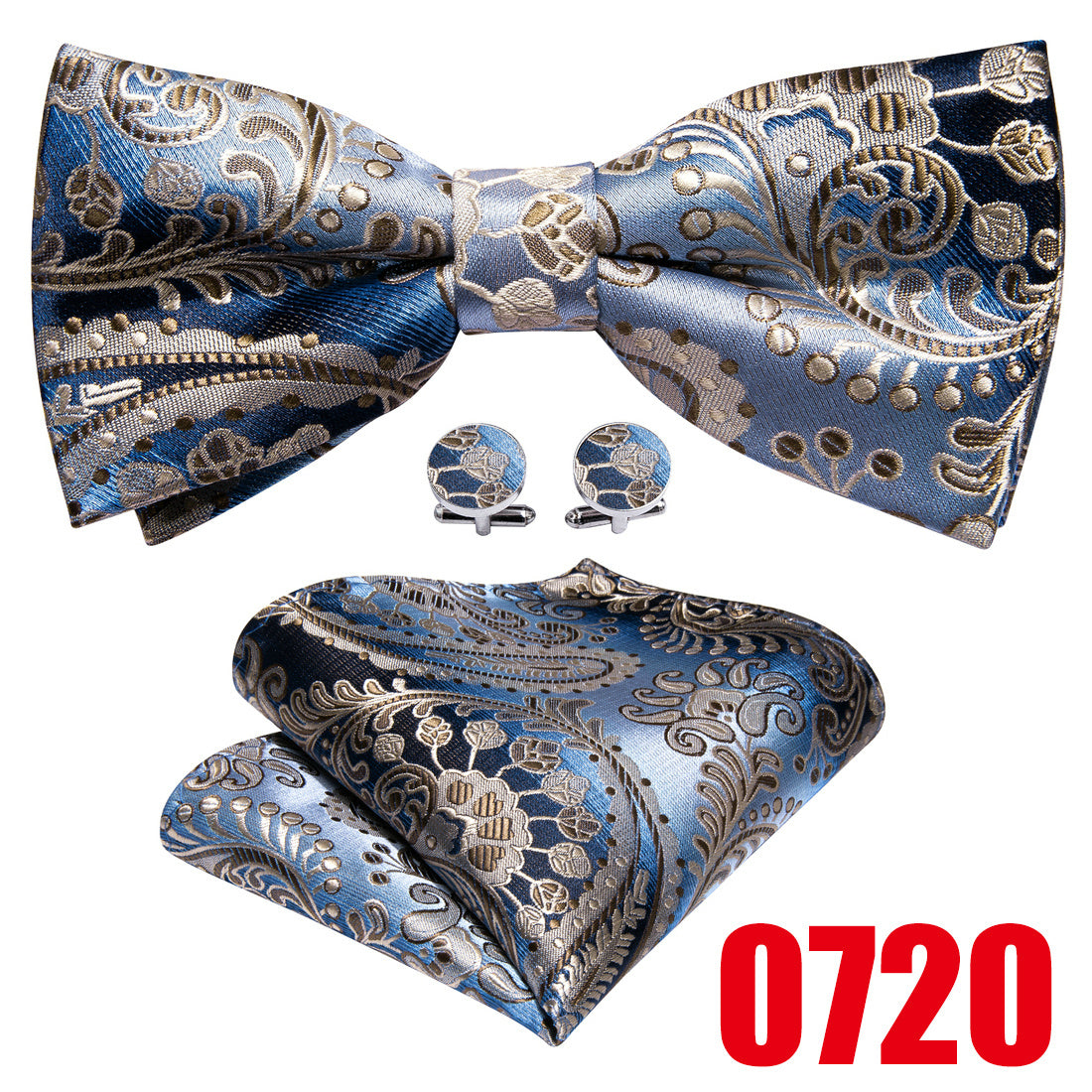 Barry Wang Purple Silk Bow Tie Set for Wedding