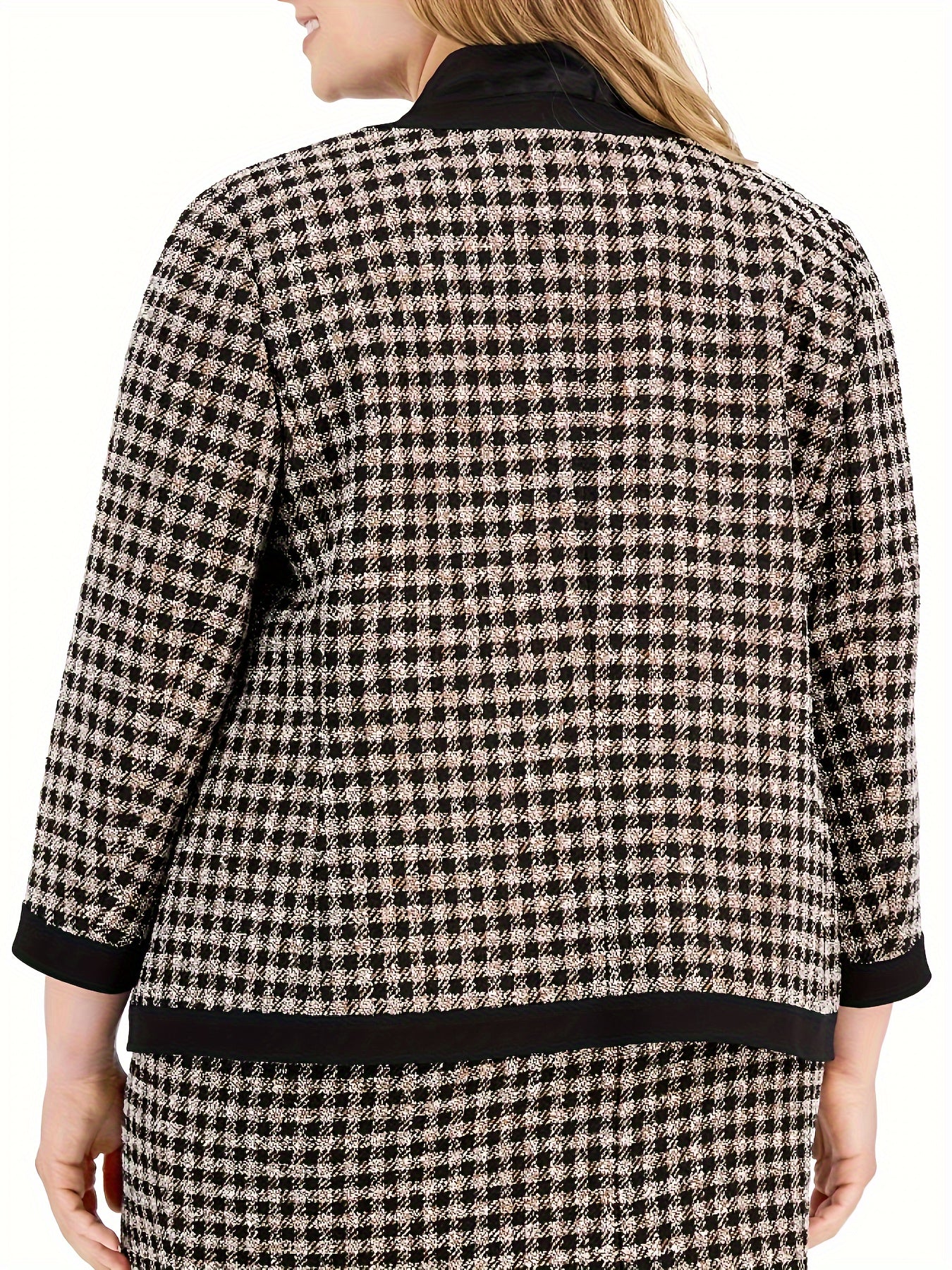 Plaid Print Coat & Midi Skirt Set