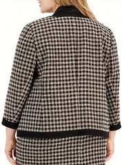 Plaid Print Coat & Midi Skirt Set