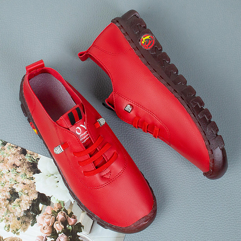 Women's Anti-slip Lace Up Flat Sneakers Comfy Round Toe Shoes