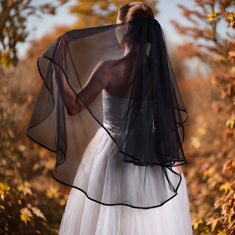 Double Layer Tulle Bridal Veil with Tie