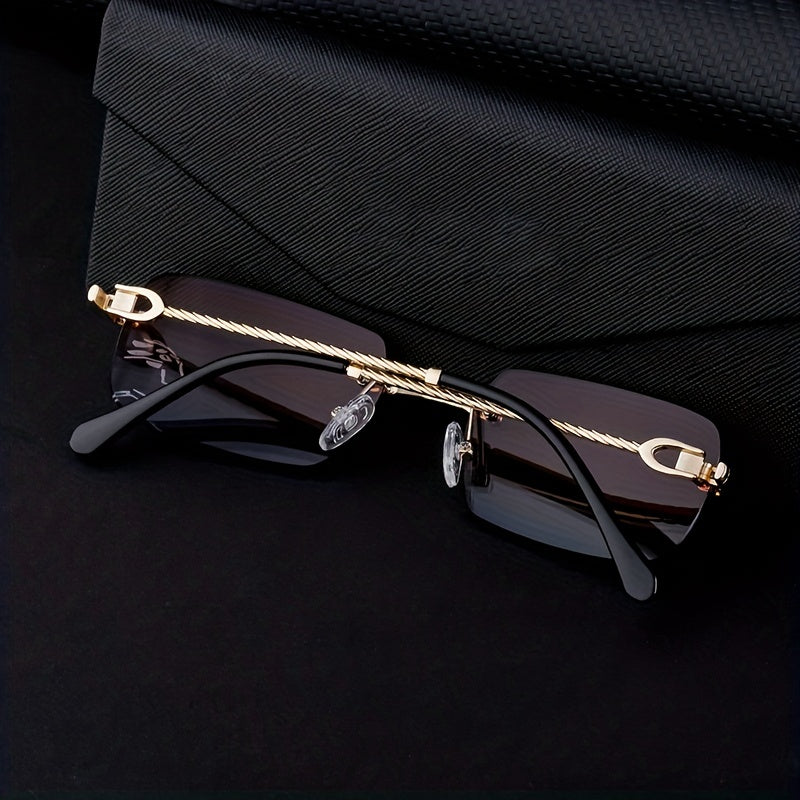 Square Rimless Sunglasses Men's Driving Sunglasses