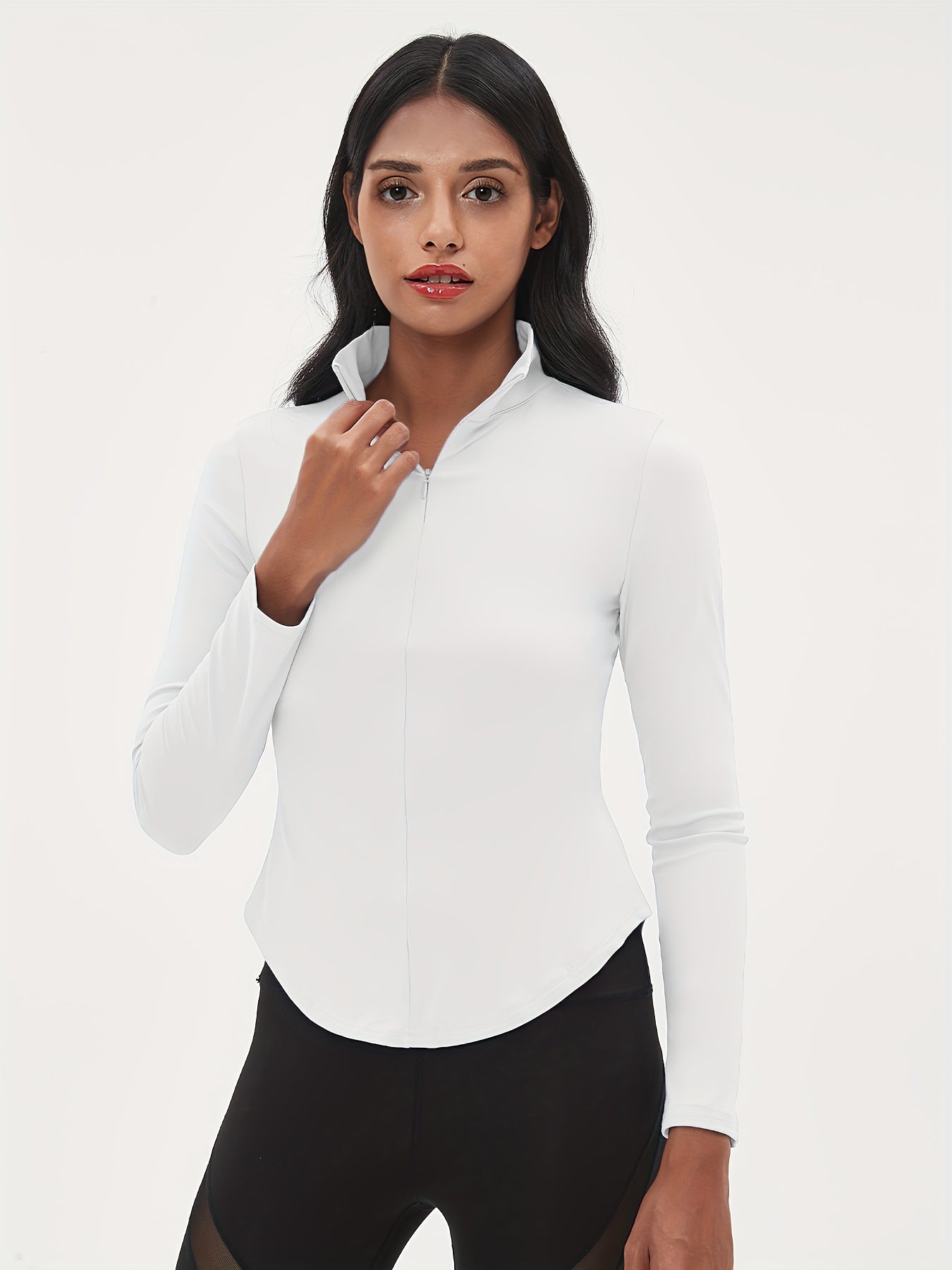 Women's Half Zipper Long Sleeve Yoga Coat Outdoor Fitness Sports