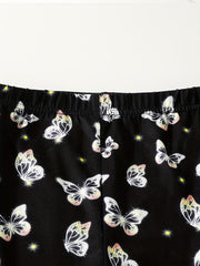 Girls Butterfly Print Flared Trousers