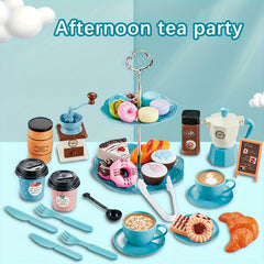 Kids Afternoon Tea Party Playset with Coffee Maker, Cakes & More